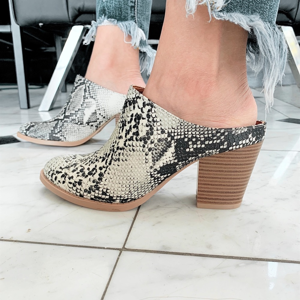 Stone Black Snake Mule Booties - Picture 2 of 8